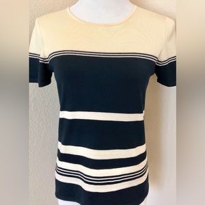 Liz Claiborne knit top striped top short sleeves round neck